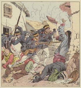 Die Japaner massakrieren die Chinesen von Port-Arthur von after Louis Charles Bombled