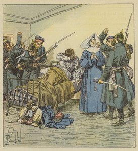 Die Preußen in der Ambulanz am Boulevard Negrier von after Louis Charles Bombled