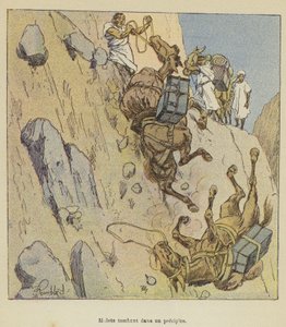 Maultiere stürzen in eine Schlucht von after Louis Charles Bombled