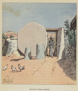 Tor eines madagassischen Dorfes von after Louis Charles Bombled