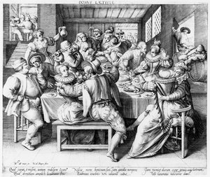 Das Fest, um 1600 (Gravur von Nicolaes de Bruyn) von after Maarten de Vos