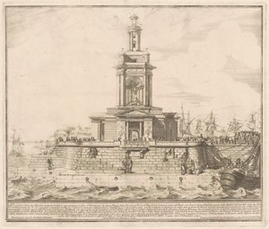 Die Prima Macchina für die Chinea von 1750: Der neue Pier von Neapel von after Michelangelo Specchi Jérôme Charles Bellicard