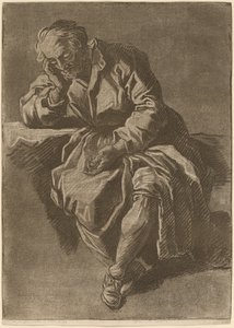 Ein sitzender, schlafender älterer Mann von after Nicholas Henry Jeaurat de Bertry Jean Charles Francois