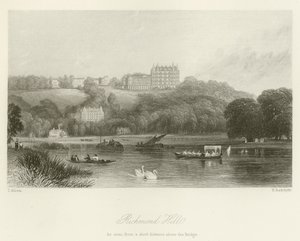 Richmond Hill, gesehen aus kurzer Entfernung über der Brücke von after Thomas Allom