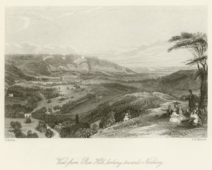 Blick von Box Hill in Richtung Norbury von after Thomas Allom