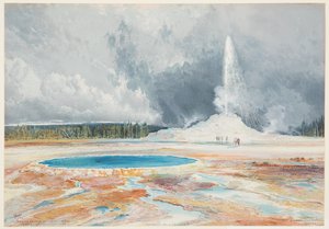 Castle Geyser, Oberes Geysirbecken, Yellowstone-Nationalpark von after Thomas Moran