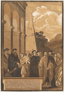 Darstellung der Jungfrau im Tempel (linkes Panel) von after Titian John Baptist Jackson