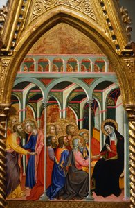 Altarbild mit Szenen der Jungfrau Maria: Abschied von den Aposteln von also Manfredi de Battilori Bartolo di Fredi