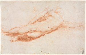 Studie eines gefallenen Soldaten (möglicherweise die Bekehrung des Saulus) (recto)