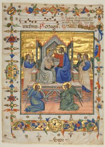 Blatt aus einem Antiphonar: Krönung der Jungfrau von attributed to Master of the Beffi Triptych