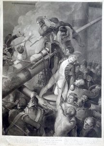 Der Tod von Kapitän Faulknor dem Jüngeren von burin de Blackberd daprès Stothard Eau forte