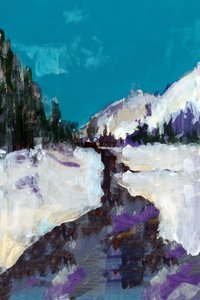 Türkisfarbener Himmel Winterfluss von cartissi
