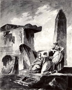 Drei junge Mädchen bei Ruinen, ca. 1790 von copy after Hubert Robert.