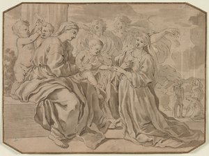 Mystische Hochzeit der Heiligen Katharina von copy after Nicolas Poussin
