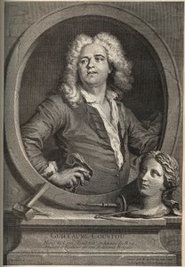 Porträt von Guillaume Coustou (1677-1746), französischer Bildhauer - Gravur von Larmessin nach J. de Lien.