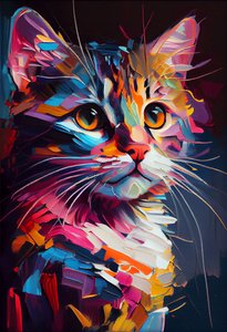 Abstrakte süße Katze, Pinselstriche