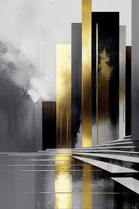 Minimale abstrakte Malerei Farbpalette aus Grau & Gold