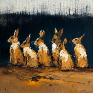 Kaninchenmalerei im figurativen Stil, Wandkunst
