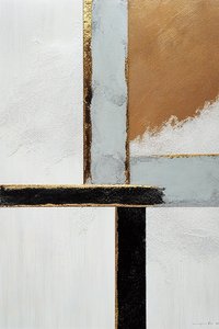 Weiß & Schwarz, goldene abstrakte Linien von F. Abderrahim