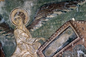 Fresken mit Engel in der Kirche von Metamorphosis tou Sotiros, Kefali, Kreta, Griechenland (Foto) von Theodore Charles Ange Coquelin