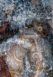 Pferd, Fresko in der Kirche von Agia Paraskevi, Anisaraki, Kreta, Griechenland (Foto)