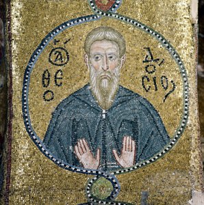 Heiliger, Mosaik im Katholikon (Hauptkirche) des Nea Moni Klosters (UNESCO-Welterbeliste) von Theodore Charles Ange Coquelin