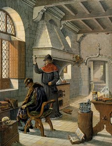 Geschichte Frankreichs im Mittelalter: Jacques Coictier, erster Arzt des Königs von Frankreich Ludwig XI., genannt der Kluge (1423-1483), bereitet ihm ein Heilmittel vor. Illustration von Jacques Marie Gaston Onfray de Breville, genannt JOB (1858-1931) von pseudonym for Onfray de Breville Jacques Job