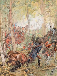 George Washington in der Schlacht von Monongahela gegen die Franzosen am 9. Juli