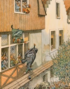 Geschichte Belgiens: Die Defenestration der Patrizier-Schöffen von Leuven im Jahr 1419 von pseudonym for Onfray de Breville Jacques Job