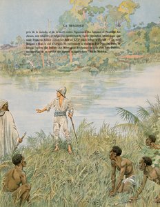Geschichte Belgiens: Sergeant Henri de Bruyne und Leutnant Joseph Lippens am Ufer der Lomami im Kongo, 1889 von pseudonym for Onfray de Breville Jacques Job