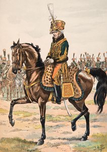 Illustration: Uniformen der französischen Truppen zu allen Zeiten - General, der eines der Regimenter der Ehrenwache 1813 befehligt