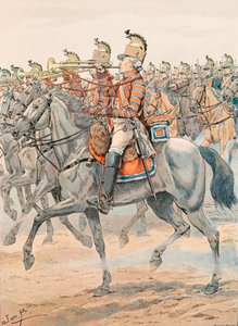 Uniformen der französischen Truppen zu allen Zeiten: Trompeter des Orleans-Regiments - Dragons (1781)