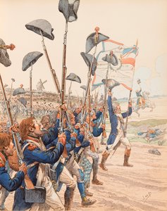 Die Schlacht von Valmy im Jahr 1792 während der Französischen Revolutionskriege von pseudonym for Onfray de Breville Jacques Job