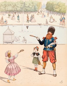 Der Sappeur (französischer Armeesappeur in einem öffentlichen Garten, der mit seinen Kindern spielt), Privatsammlung