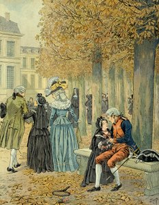 Napoleon I. Bonaparte (1769-1821) besuchte seine Schwester Elisa Bonaparte (1777-1820) im königlichen Haus von Saint-Cyr (Illustration) von pseudonym for Onfray de Breville Jacques Job