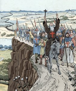 Peter der Einsiedler führte den Ersten Kreuzzug (1096) mit dem Ruf „Gott will es!“ von pseudonym for Onfray de Breville Jacques Job