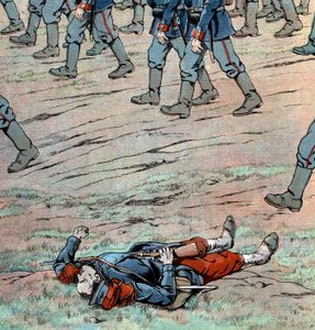 Preußen dringen in Frankreich ein: französischer toter Soldat von pseudonym for Onfray de Breville Jacques Job