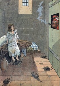 Szene der Geschichte Frankreichs in Spielzeug: Französische Revolution. Der Dauphin von Frankreich Louis XVII (1785-1795) im Tempelgefängnis. In „Joujoux à l