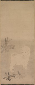 Welpe mit Löwenzahn von studio of Tawaraya Sōtatsu
