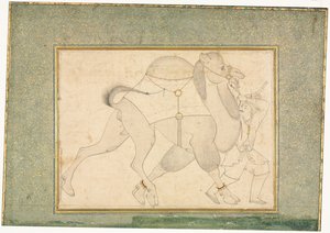 Kamel und Führer; Einzelblatt-Illustration von style of Shaykh Muhammad