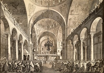 Venezianisches Fest, der neu gewählte Dogen von Venedig wird dem Volk in der Basilika San Marco vorgestellt von (1697 1768) Canaletto