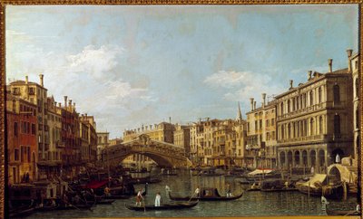 Der Große Kanal und die Rialto-Brücke in Venedig von Canaletto