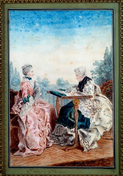 Mademoiselle Melin und Mademoiselle de Laleu beim Aquarellieren von Carmontelle
