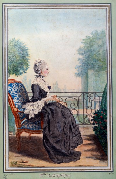 Ganzkörperporträt von Julie de Lespinasse (1732-1776), Schriftstellerin von Carmontelle