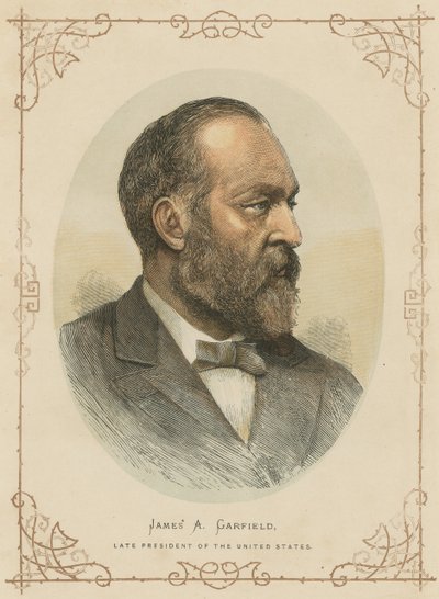 James A. Garfield, 20. Präsident der Vereinigten Staaten (farbige Gravur) von (after) American School