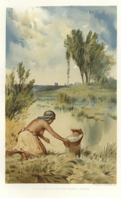 Das Bestattungskanu zu Wasser lassen von (after) American School