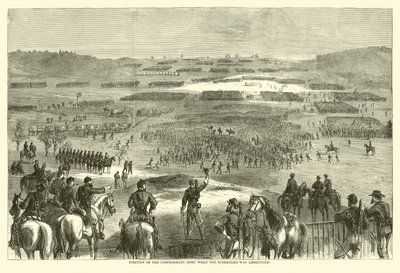 Position der konföderierten Armee, als die Kapitulation verkündet wurde, April 1865 (Gravur) von (after) American School