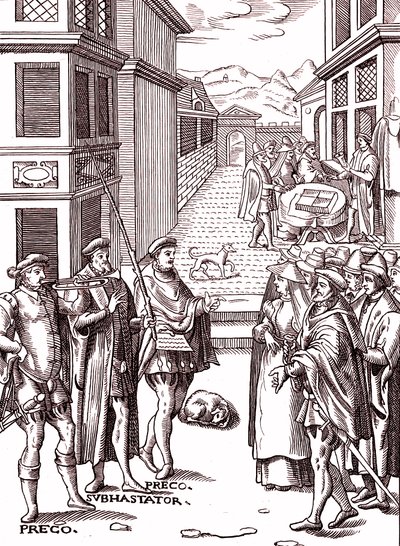 Der Stadtausrufer bläst seine Trompete von (after) Flemish School