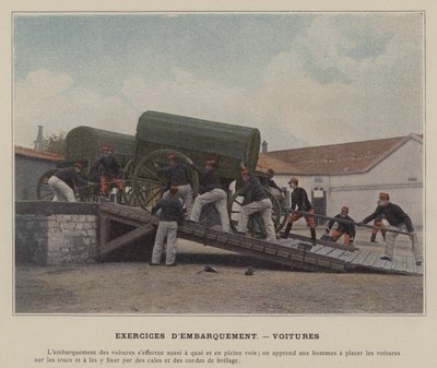 Einschiffungsübungen, Fahrzeuge (koloriertes Foto) von (after) French Photographer