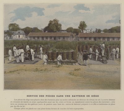 Dienst der Geschütze in einer Belagerungsbatterie (koloriertes Foto) von (after) French Photographer